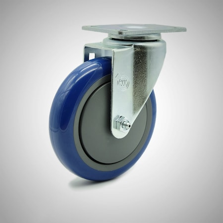 Service Caster 5 Inch SS Blue Polyurethane Wheel Swivel Top Plate Caster SCC-SS20S514-PPUB-BLUE